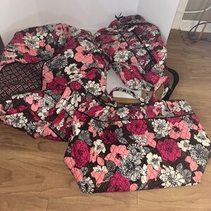 Vera Bradley "Mocha Rouge" 2011 3-Piece Large Duffle, Small Duffle, and Tote